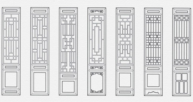 囊谦常用中式仿古花窗图案隔断设计图